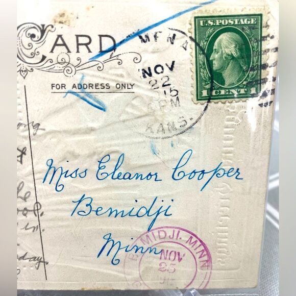 Thanksgiving Greetings Pilgrims Tom Turkey Vintage Embossed Postcard - Picture 5 of 5